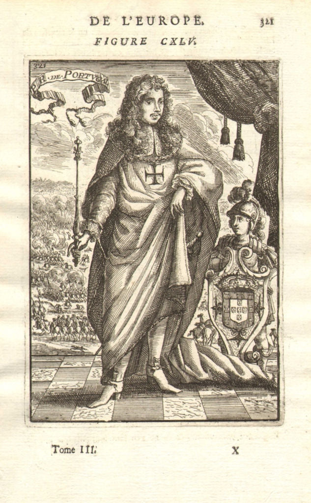 KING ALPHONSE/AFONSO VI OF PORTUGAL. Regalia sceptre coat of arms. MALLET 1683